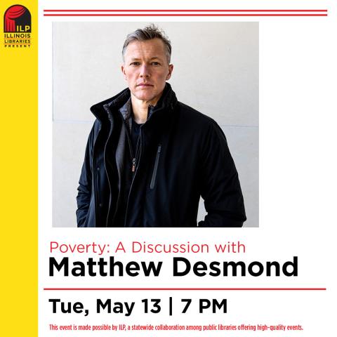 Head and shoulders shot of speaker, Poverty, a discussion with Matthew Desmond