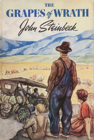 Bucolic scene book cover of The Grapes of Wrath