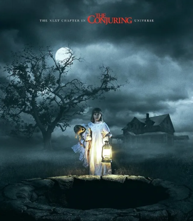This portion of the movie poster for "Annabelle: Creation" (in which a girl holding a lantern contemplates dropping the titular doll down a well) did appear as a Creative Commons image, so here we are.