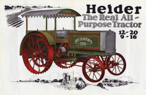 Drawing of a Heider tractor floating in the field