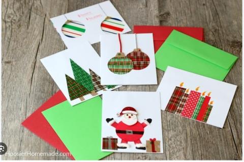 several christmas red and green christmas cards 