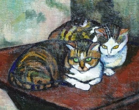 oil pastel cats