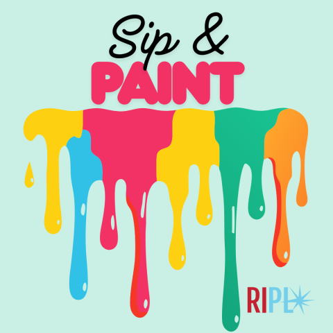 Sip & Paint with dripping paint below text and RIPL logo
