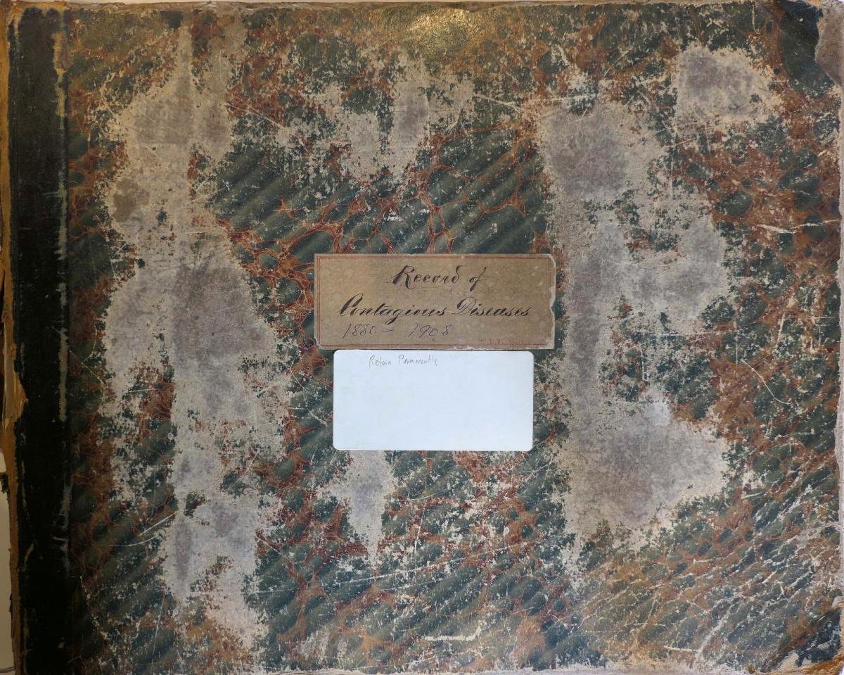 Photograph of front cover of Registry of Contagious Diseases