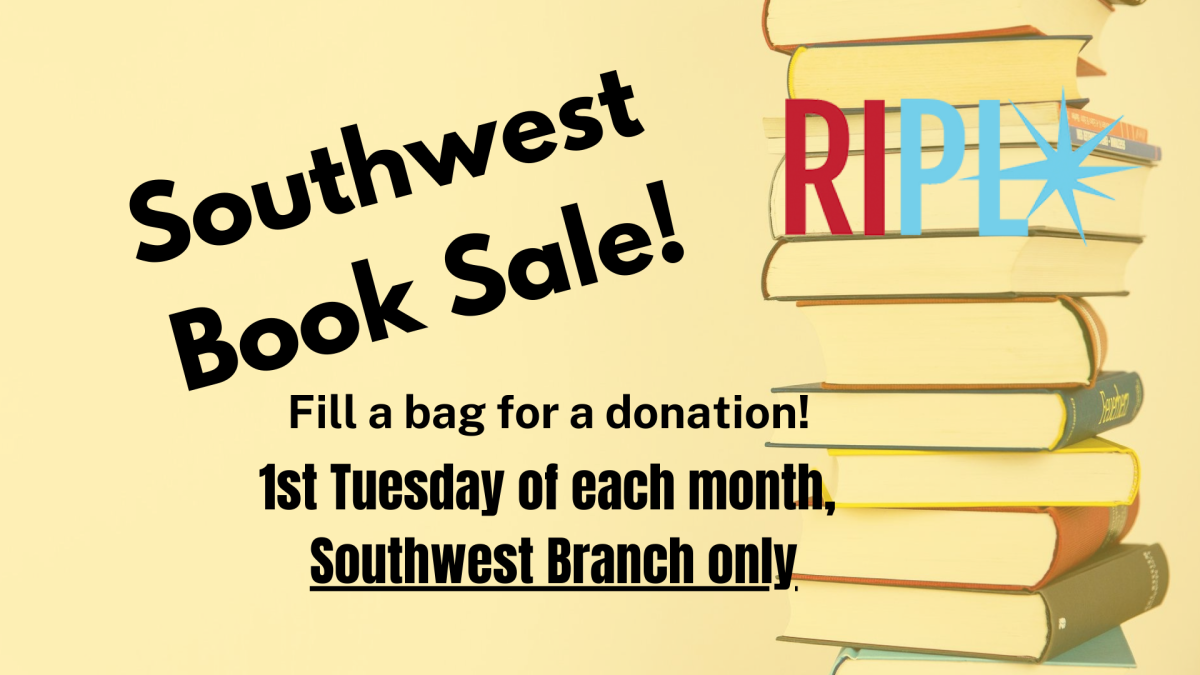 Stack of books with Library imprint and words Southwest Book Sale