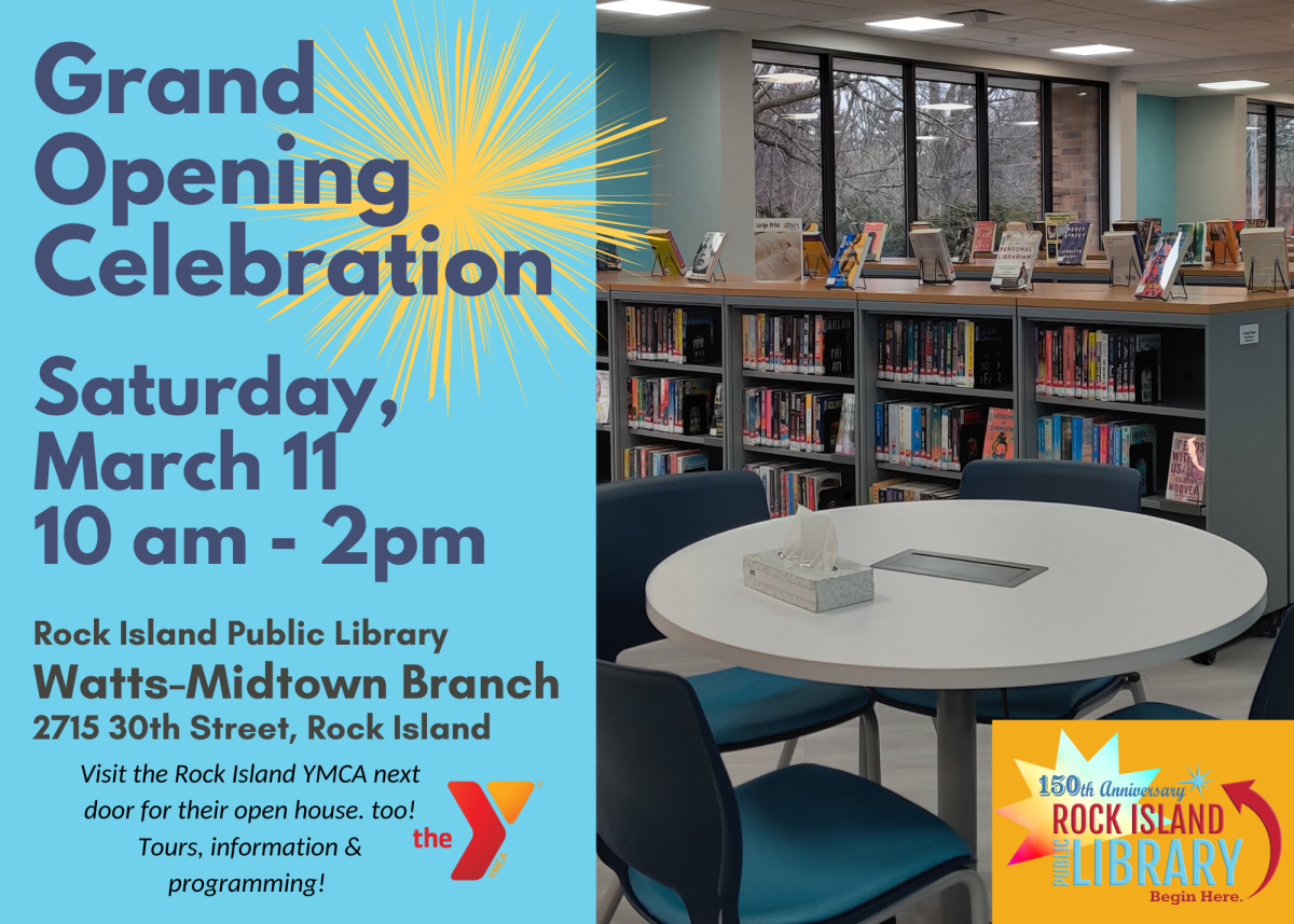 front of postcard image of Watts-Midtown interior, RIPL and YMCA logos