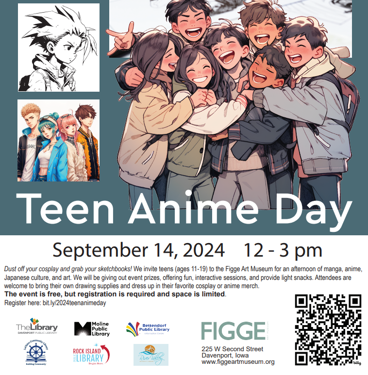The Teen anime day logo, which features hands drawing and four manga-style illustrations.