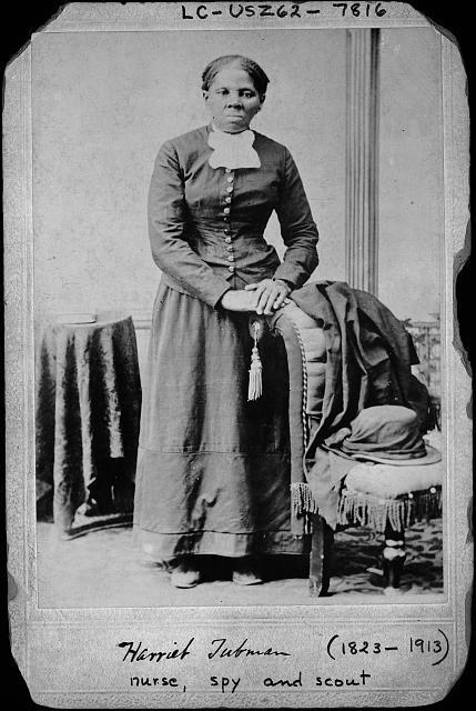 Black and white period photograph of Harriet Tubman in her older age