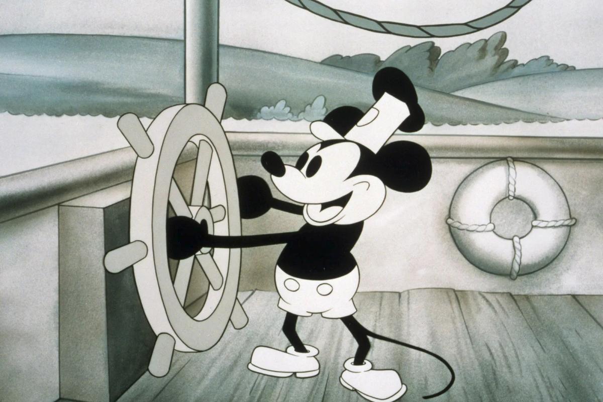 The famous cartoon of Mickey Mouse as Steamboat Willie