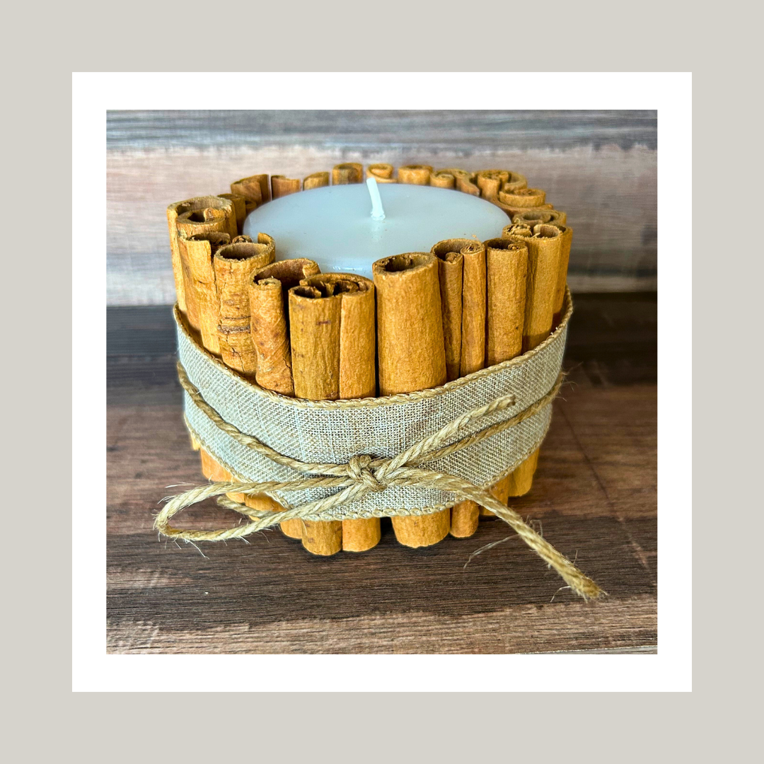 Photo of a cinnamon stick candle craft