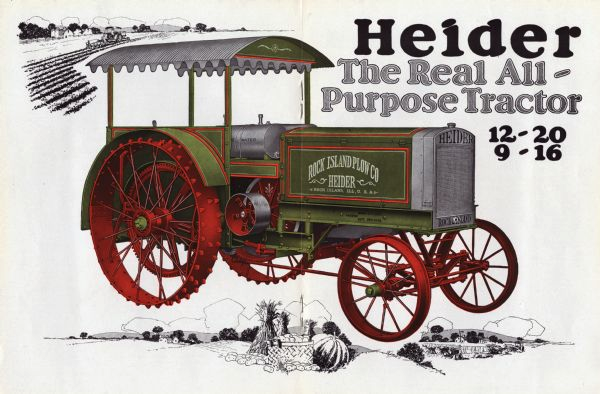 Drawing of a Heider tractor floating in the field