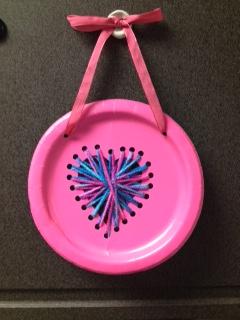 February Family Craft - Paper Plate Yarn Hearts