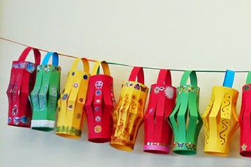 Paper Lanterns in Orange/Black, or Bright Colors