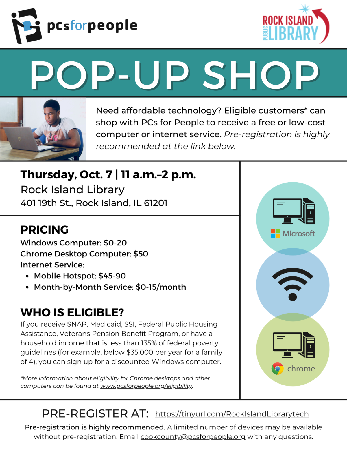 PCs for People Pop Up Shop flyer