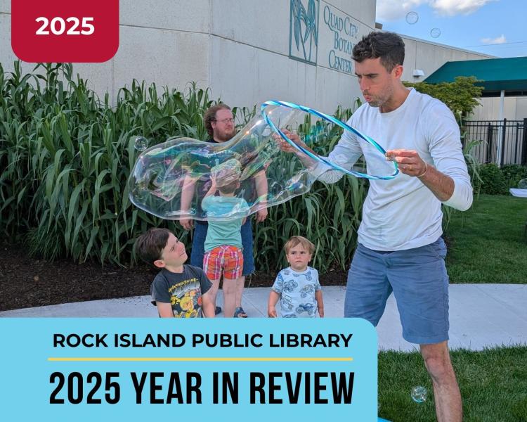Cropped cover of 2025 Annual Report, featuring family blowing bubbles at 2025 Summer Kickoff at the Botanical Center 